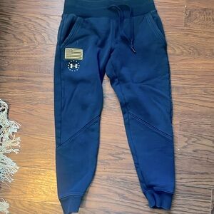 Under Armour Navy Blue Joggers with Flag Patch